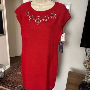 U.S. POLO ASSN.WOMEN
Red Knit Dress with Floral Embroidery size M